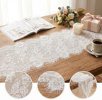 15 Pcs White Lace Table Runners, 14 x 120 Inch Vintage Embroidered Boho Tablecloth, Lace Table Runners for Wedding Bulk, Rustic Decor for Bridal Shower Party - Image 3