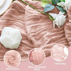 Cheesecloth Table Runner 10FT 12Pcs Dusty Pink Boho Gauze Sheer Runners - Image 3