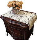 USTIDE 2pc Rustic Floral Table Runner Hand Crochet Table Placemats Beige Cotton Table Doilies Runners,15 Inches x31 Inches by USTIDE