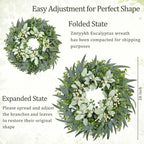 26" Eucalyptus Wreaths for Front Door with Lamb’s Ear White Berries Artificial Large Outdoor Wreath Farmhouse Home Decor Front Porch Wall Indoors Greenery Wreath for Spring Summer All Seasons - Image 5
