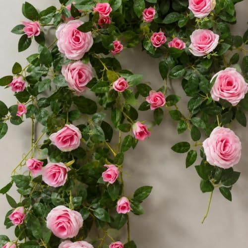 71in Artificial Rose Vine Silk Flower Garland Wedding Decor(Pastel Pink) - Image 3