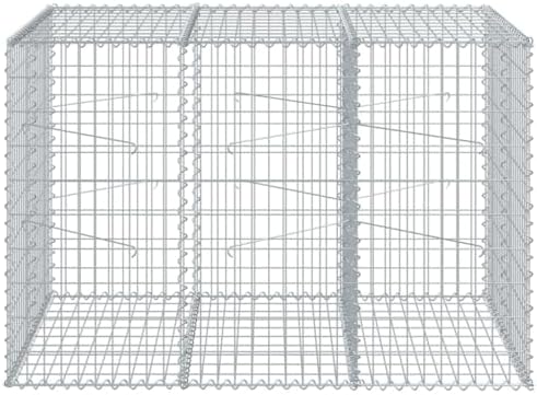 vidaXL Gabion Basket with Cover 59.1"x39.4"x39.4" Galvanized Iron - Image 5