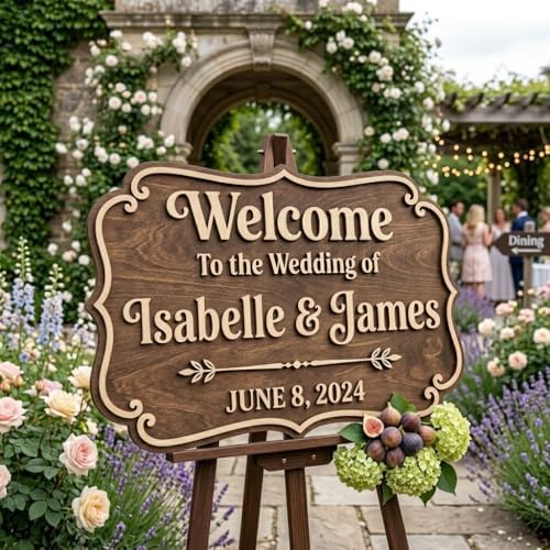 Personalized Vintage Estate Wedding Welcome Sign - Custom 3D Wood Ceremony Entrance & Reception Board for Elegant Manor, Classic Chapel or Garden Venue - Multiple Sizes - Image 4
