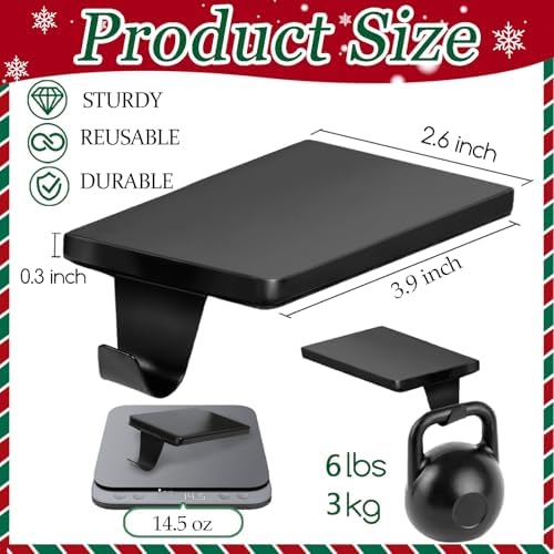 HMASYO Christmas Stocking Holders for Mantle Set of 4, Black Heavy Duty Iron Stocking Hangers Base, Low Profile Weighted Stocking Holder Hooks for Fireplace Tabletop Shelf Christmas Decoration - Image 2