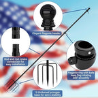 ZMTECH 12FT 2PACK Heavy Duty Flag Pole with Solar Light & 5 Pronges Base in Ground for Yard, Tangle Free Spinning Stainless Steel,Windproof, Fit for 2 Flags |Outside House Residential |Commercial - Image 5