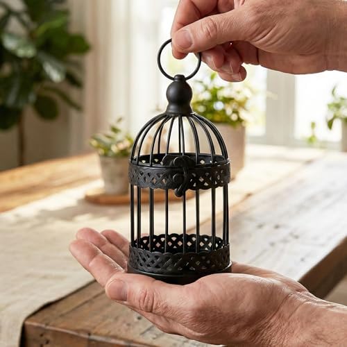 Vela Lanterns Bird Cage Decorative Candle Holders, Black, Mini, 4-Pack - Image 2