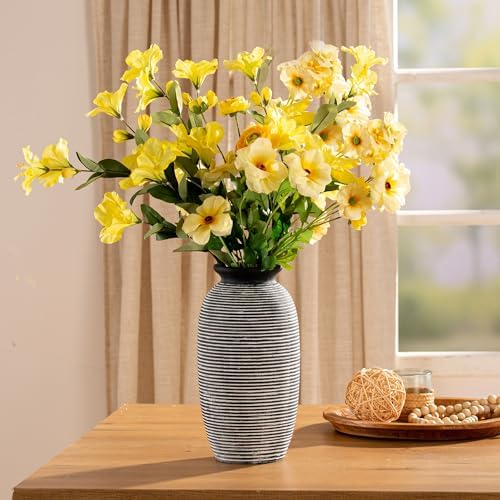 Ceramic Rustic Vase, Large Flower Farmhouse Vases Home Decor, 12.5" Tall Pottery Decorative Pampas Vase for Table Living Room Entryway Mantel Bookshelf Bedroom Bathroom Kitchen-Black - Image 7
