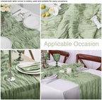 20 Pack Sage Green Cheesecloth Table Runner 17x108 Inch Boho Wrinkled Sheer Romantic Gauze Cheese Cloth Table Runner Bulk Decor for Wedding, Bridal Shower, Birthday Party - Image 3