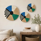 Handwoven African Basket Bowl for Fruits Home Decor (Green, Blue,black, 12in diameter) - Image 6