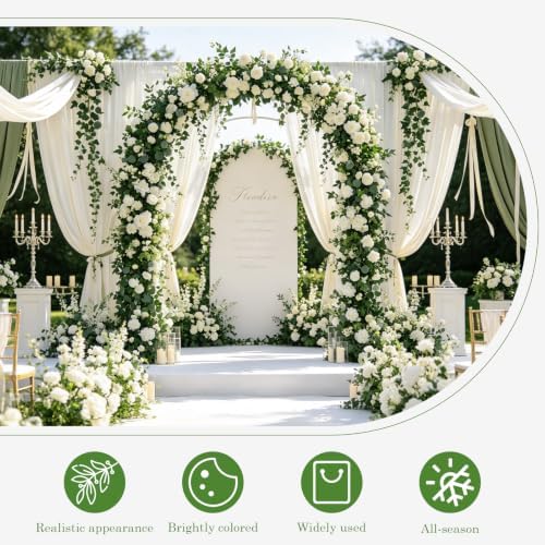 ucky Fake Vines, Eucalyptu Vines Garland, Ivy Vines, Green Artificial Wall Decor Hanging, Wedding Decoration，Flower Bouquet Decoration (4, Eucalyptus & Ivy Vine) - Image 3