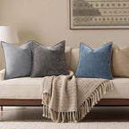 decorUhome Soft Chenille Throw Pillow Covers 26x26 Set of 2 Haze Blue - Image 4