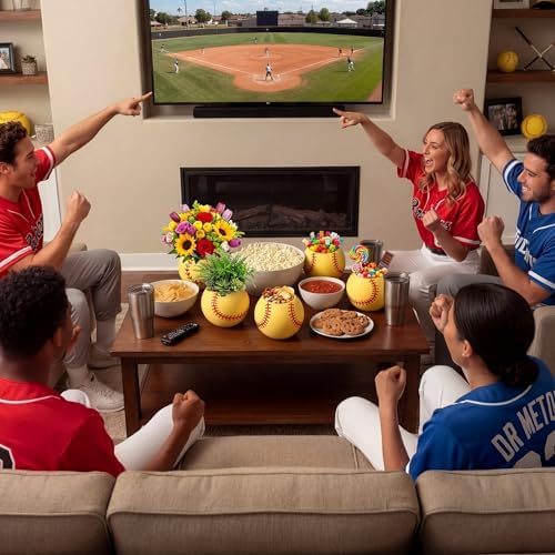 LemonRoad 6 Pcs Baseball Flower Pot,Softball,3.93 x 3.93 x 3.15 Inches - Image 4