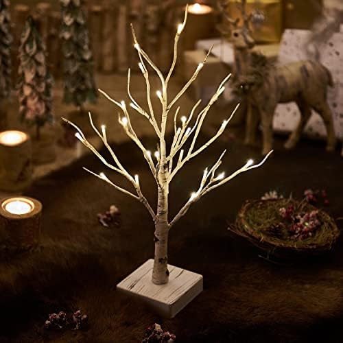 Fudios Lighted Birch Tree with Timer Battery Operated 18in Home Decor Tabletop, Pre lit Artificial Birch Trees with 24 LED for Wedding Christmas Party 2 Sets - Image 5
