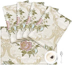Loom and Mill Jacquard Floral Placemats Set of 4, Pearly Beige, 12x18in by LoomandMill
