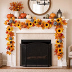 Thiccywoov 6 ft Fall Sunflower Pumpkin Buffalo Plaid Garland - Image 3