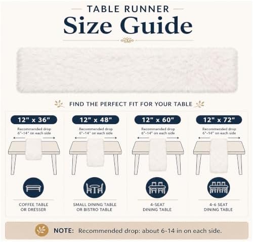Faux Fur Table Runner 12x72 Inch White Christmas Table Decor - Image 4