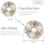 Valery Madelyn 24" Pre-Lit Large Christmas Wreath for Front Door with Light - Image 6
