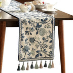bilin gaier Designer French Linen Extra Long Table Runner,118"x12"-Suqing A by bilingaier