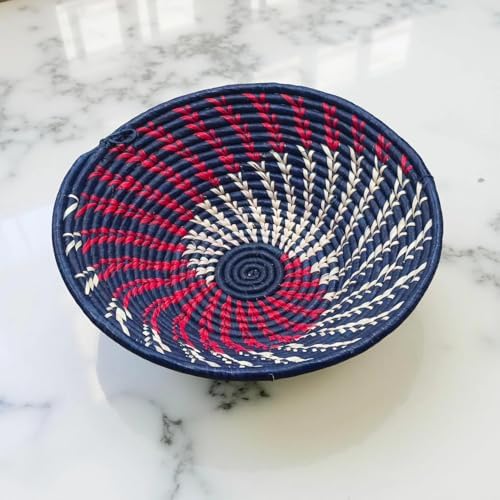 Handwoven African Basket Bowl for Fruits Wall Decor 12in diameter - Image 2