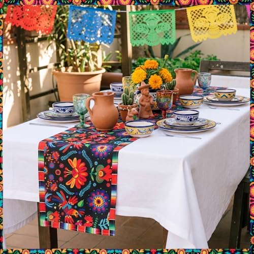 Breling 6 Pack Mexican Fiesta Table Runner 72x13 Inch, Black Base - Image 3