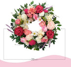 22 Inch Spring/Summer Floral Wreaths for Front Door,Artificial Decoration Wreath with Rose Dahlia Hydrangea for Home Valentine Wedding Mothers Day Decor(RED) - Image 3