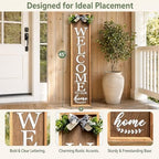 Vertical Wooden Welcome Sign for Front Porch Standing 45x9 Inch Large Wood Frame Outdoor Welcome Sign for Farmhouse Rustic Home Modern Outside Front Door Vertical Decorations(Brown) - Image 3
