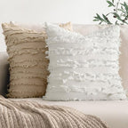 MIULEE Boho Linen Striped Euro Throw Pillow Covers 26x26, White - Image 5