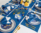 Solino Home 100% Pure Linen Table Runner Indigo Blue Hemstitch, 14 x 108 in - Image 3