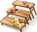 3 Tiered Serving Tray 17 Inch Wooden Cupcake Stand Foldable Dessert Table Display Set Decor Charcuterie Boards Rustic Wood Platters Trays for Party Food Display by ECWAY