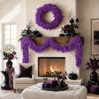 9Ft Halloween Cedar Garland,Purple Real Touch Soft Christmas Decorations - Image 3
