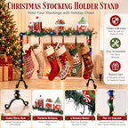 Treela Christmas Metal Stocking Holder Stand Floor 6 Hooks,Gingerbread - Image 3