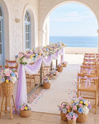 72inch Aisle Flower Garland with Chiffon Sheer Drape, Multi-Color Artificial Flowers Rose with White Butterfly Orchid, Floral Runner for Wedding Arch, Backdrop, Reception Table Decor, Ceremony Pathway - Image 3