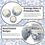 Galt International Blue & White Round Floral Porcelain Ceramic Plant Flower Planter Pot Set of 3 (8", 10", 12") Garden Pots Chinese Asian Design - Image 4