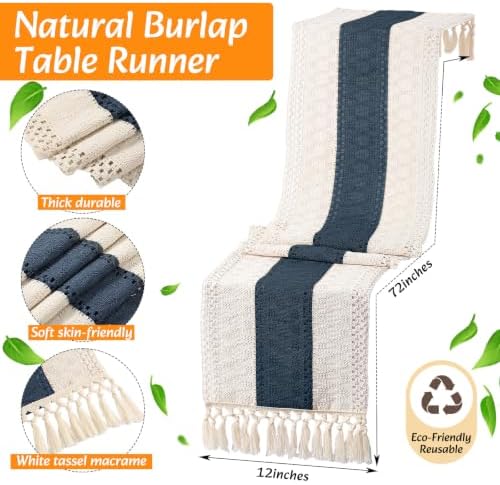 6 Sets Dining Table Decoration Boho Placemat, Blue, 12x72 - Image 4