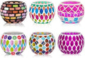 6pcs Votive Candle Holders, Mosaic Tealight Holder Stained Glass Tea Light, Colorful Handmade Candle Jars Aromatherapy Candle Lamp for Christmas, Wedding, Birthday Table Centerpiece Decor by Toptime