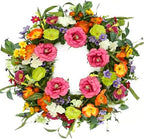 Artificial Spring Summer Wreaths for Front Door 22'' Peony Wreath Colorful Floral Wreath with Peony,Daisy,Poppy Flower Lavender for Indoor Outdoor Farmhouse Home Wall Window Festival Decoration by AMF0RESJ