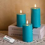 Teal Flameless Candles, Wax Battery Operated Candles with Remote - Image 4