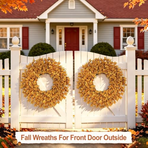 26 Inch Fall Wreaths for Front Door Large Autumn Wreath Outdoor Decor - Image 6