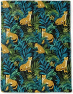 Tropical Leopard Fleece Blanket - Lightweight Soft Cozy Gifts Throw for Nature Lovers,Kids,Women,Men,Exotic Jungle Amongst Lush Greenery Blankets,Wild Boho Home Room Modern Art Decor 60x80in by AINORI