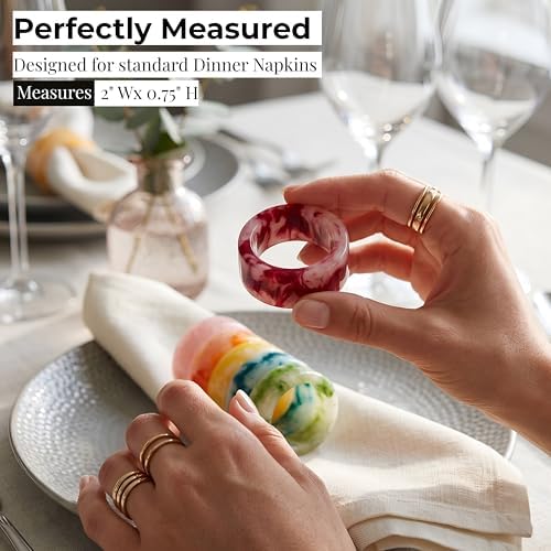 Unique Artisan Resin Napkin Rings Set of 48, Luxurious Modern Table Decor, High-End Designer Napkin Holders for Sophisticated Dining, Everyday Use & Outdoor Dining (Pastel) - ALPHA Living HOME - Image 4