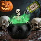 Halloween Decorations Indoor, Large Cauldron Halloween Decor with Magic Floating Potion Bottles Fog Diffuser Spooky Skeletons, Spooky Vintage Black Witches Plastic Bowl for Home Table Mantel Party by Unknown