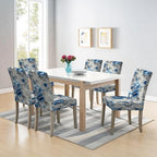Blue Flower Chair Covers Set of 6,Stretchable Kitchen Dining Room Chair Covers Decorations Removable Washable Dining Chair Slipcovers Chair Protectors for Dining Room & Kitchen - Image 7