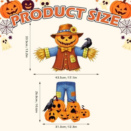 JarThenaAMCS Halloween Scarecrow Metal Garden Stakes, Pumpkin Pile Crow - Image 2