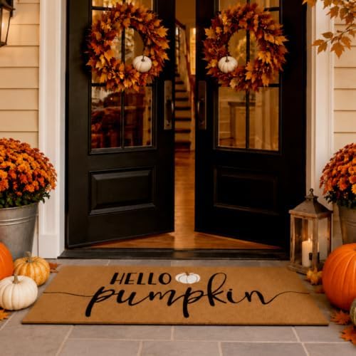 Breling Hello Pumpkin Coir Doormat 16 X 47 Inch Large Fall Door Mat by Breling