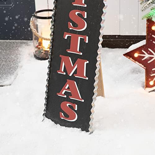 Glitzhome 35"H Rustic Wooden Sign Black Merry Christmas Vertical Porch Sign Farmhouse Standing Christmas Welcome Sign Xmas Hanging Décor Holiday Party Sign Wall Door Decorations - Image 4