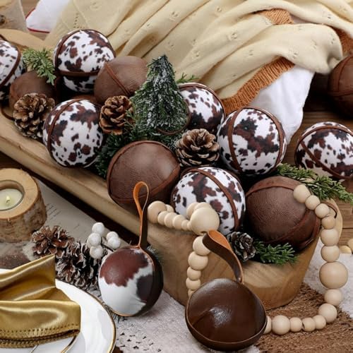 Syhood 12 Pcs Cowhide Christmas Ornaments 3.15'' Western Christmas Decor by Syhood