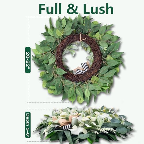 20-22" Green Eucalyptus Spring Summer Wreath with Lamb’s Ear - Image 5