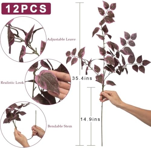 Daynight 12 Pcs Fall Artificial Eucalyptus Stems, 35″ Silk Faux Fall Stems - Image 4