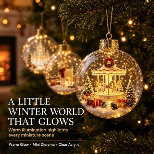 Glowing Christmas Story Ornaments, 9-Piece Light Up Mini Scene Set (Set E) - Image 3