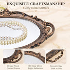 Reallnaive 2 Pcs Vintage Gold Mirror Tray Set, Antique Gold, Gothic - Image 3